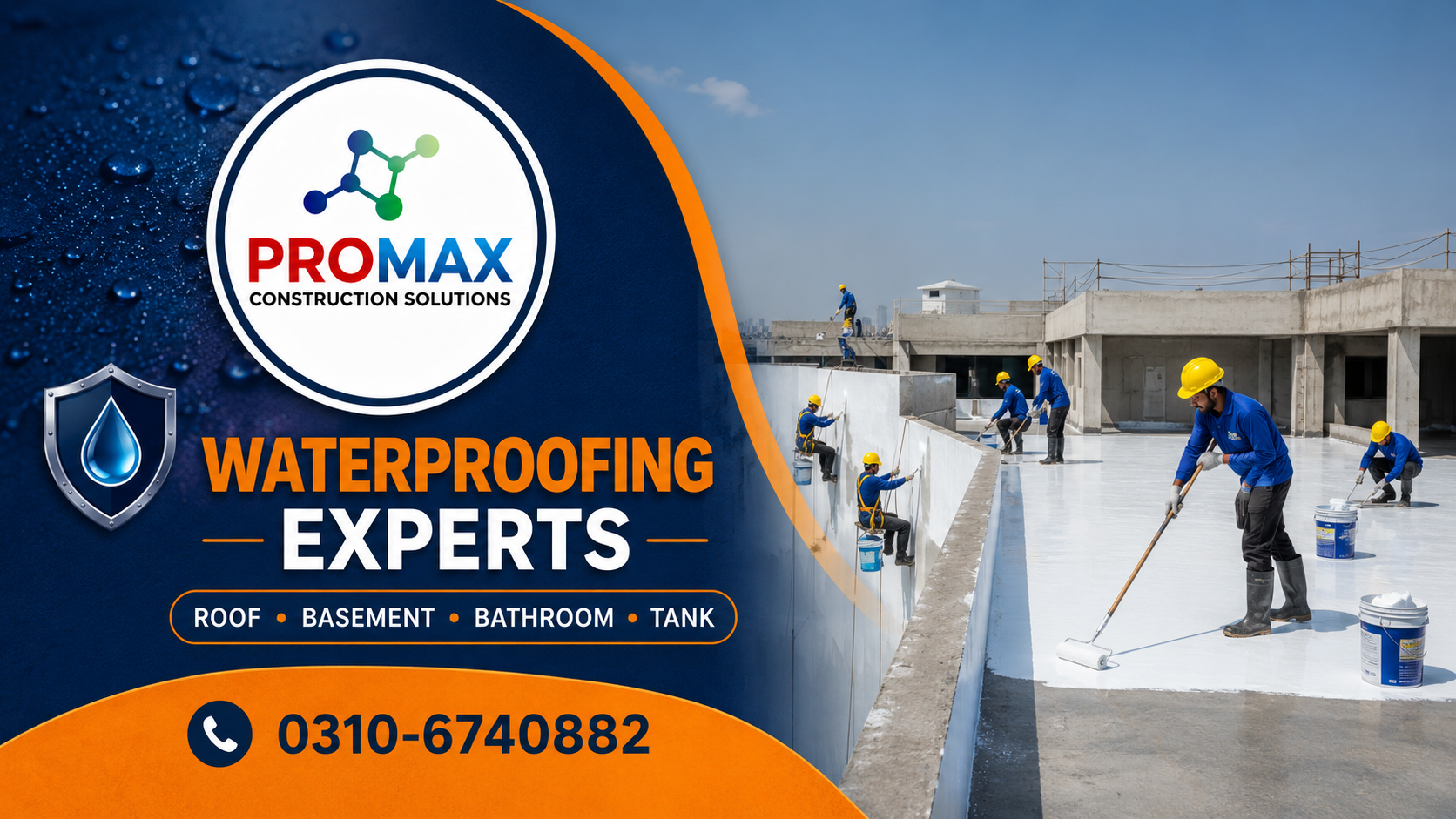 ProMax Construction Solutions professional waterproofing work in progress